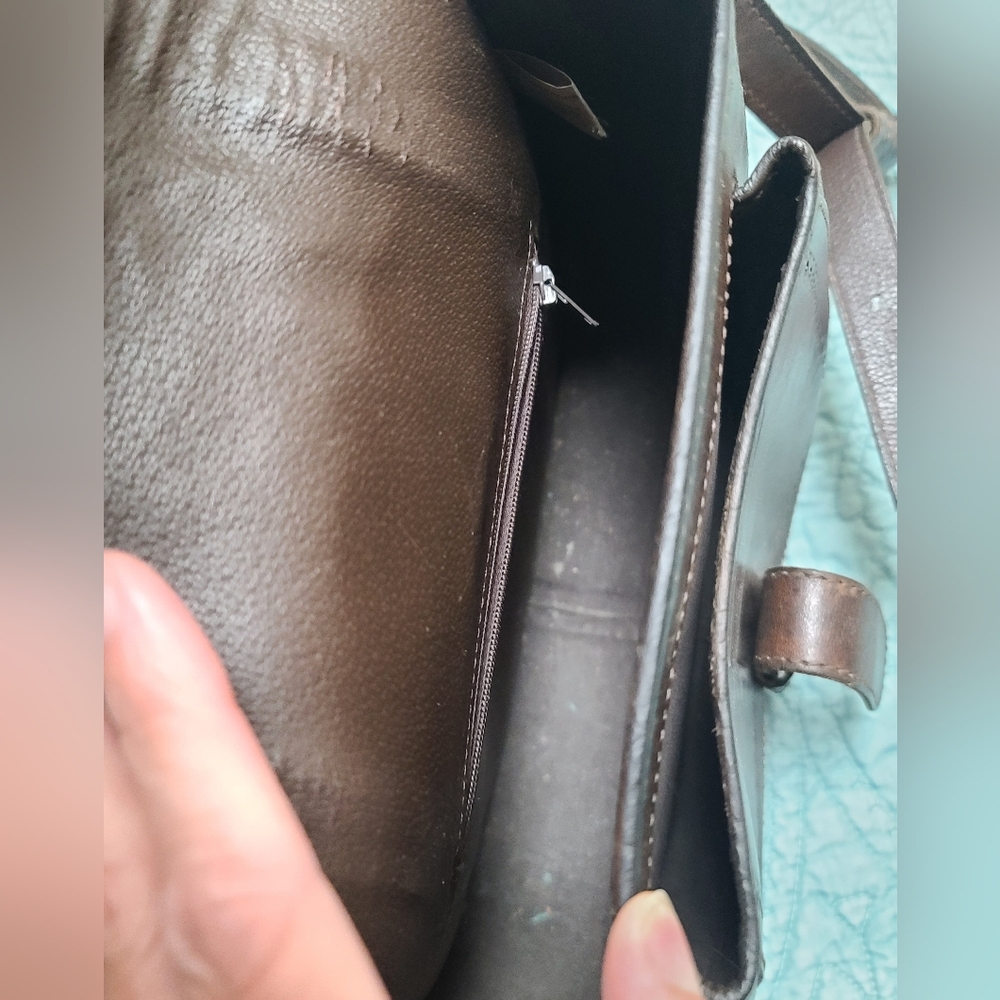 Brown and Tan Leather Saddle Bag Purse, Anna Del Sol, Crossbody Bag - Picture 2 of 14